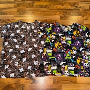 Nightmare Before Christmas Scrub Top XL, Ghost Scrub Top XL Women Halloween fall